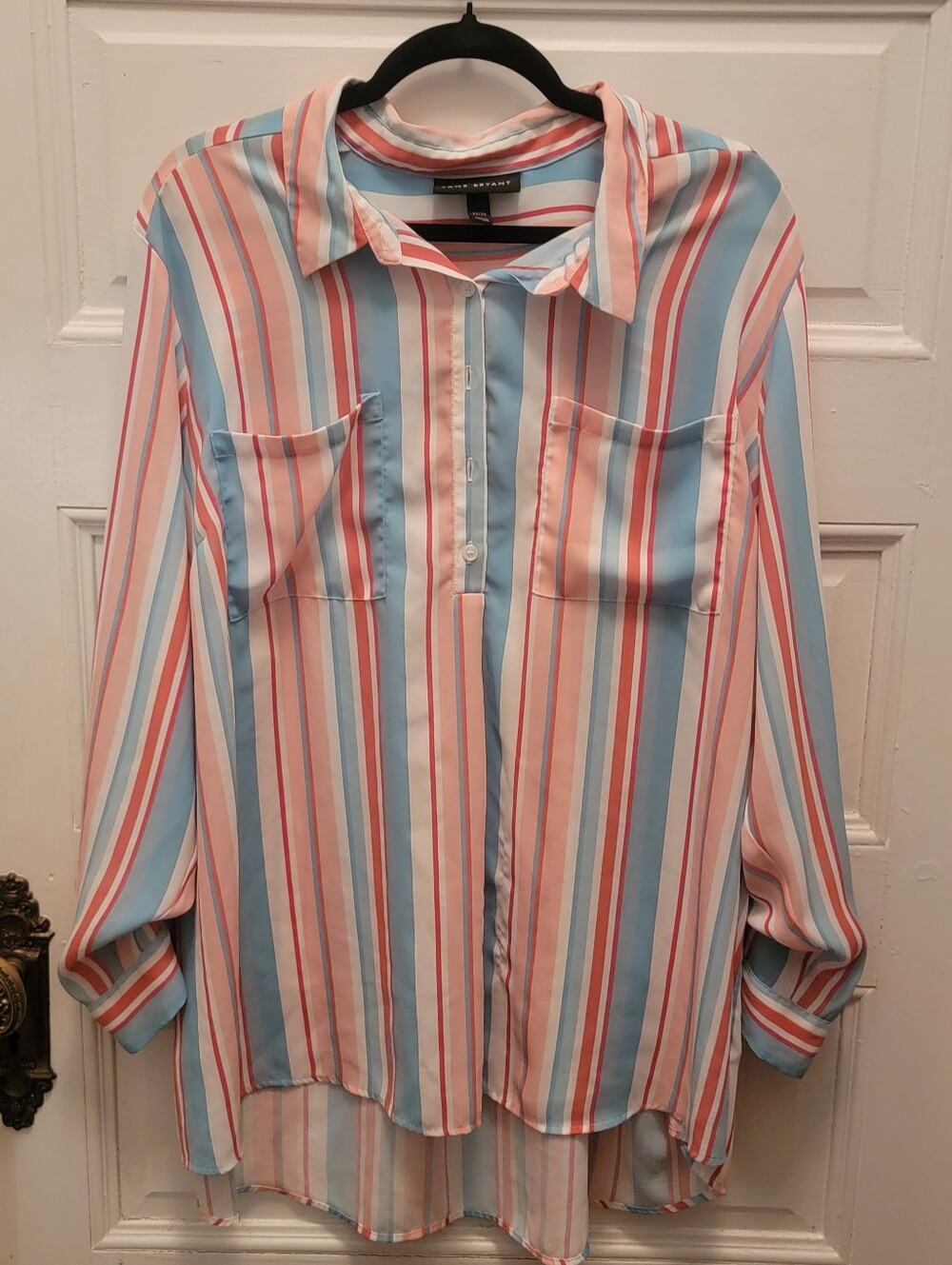 Lane Bryant Pastel Blue and Pink Striped Blouse 22/24